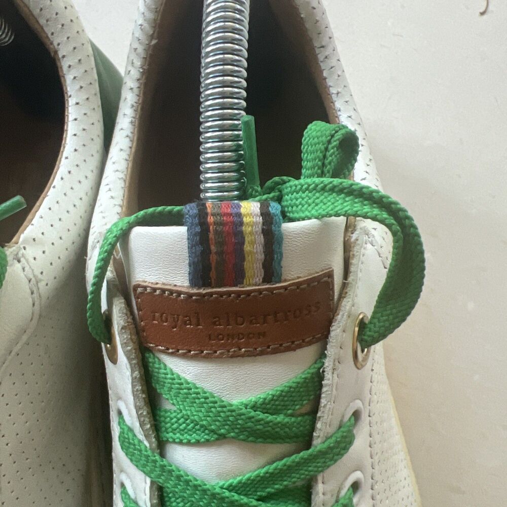 Royal Albartross Golf Sneakers Shoes Women’s 9 White Leather Green Laces - Picture 5 of 11